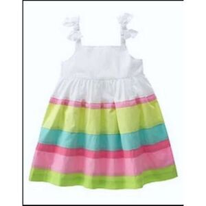 Gymboree colorblock white pink green aqua blue sleeveless tank dress Easter 2T 2